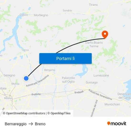 Bernareggio to Breno map