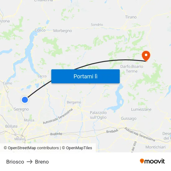 Briosco to Breno map