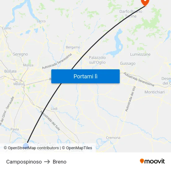 Campospinoso to Breno map