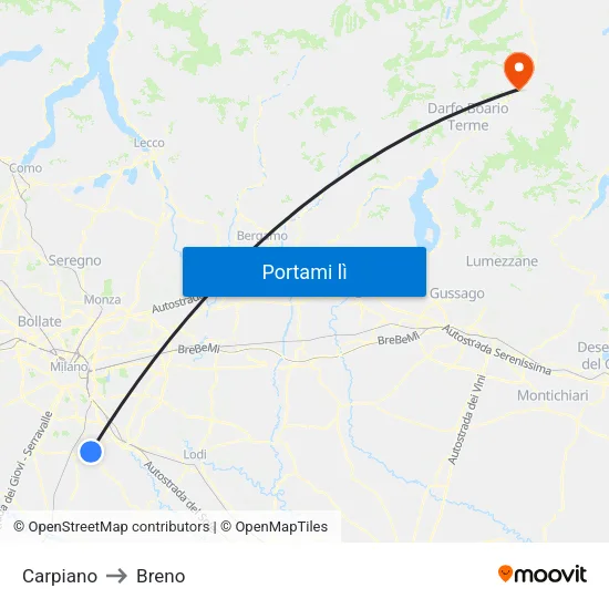 Carpiano to Breno map