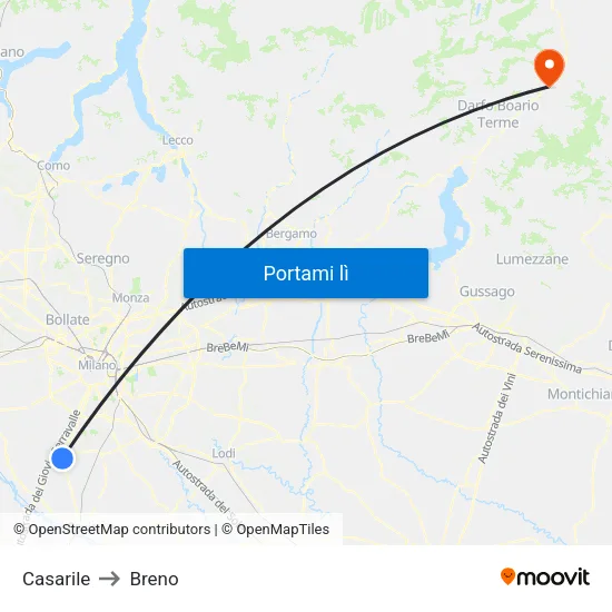 Casarile to Breno map