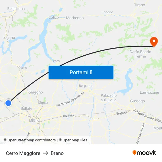 Cerro Maggiore to Breno map