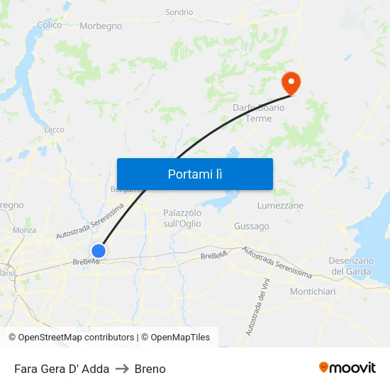 Fara Gera D' Adda to Breno map