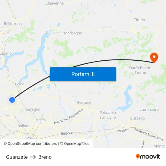 Guanzate to Breno map