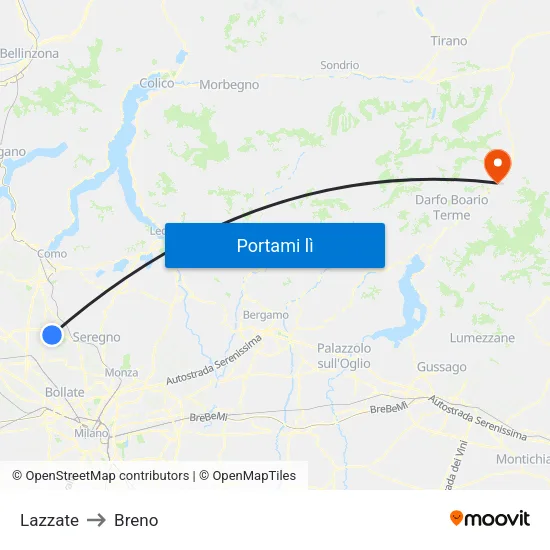 Lazzate to Breno map