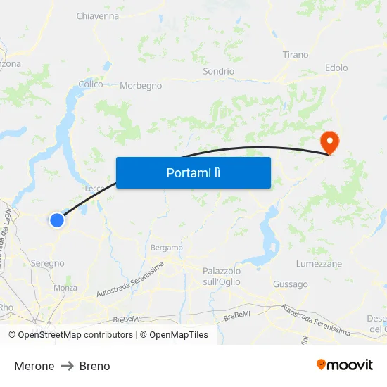 Merone to Breno map