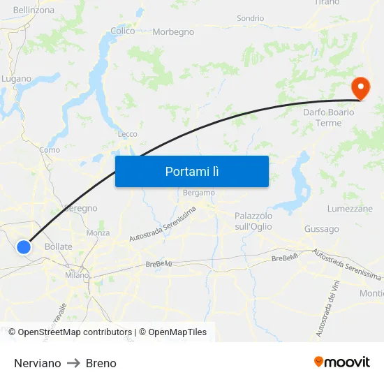 Nerviano to Breno map