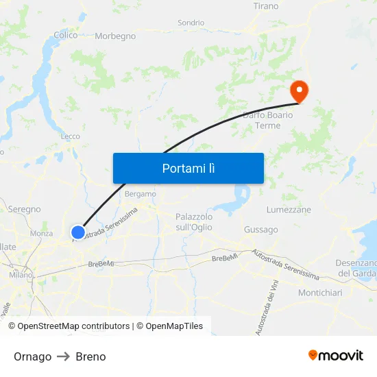 Ornago to Breno map