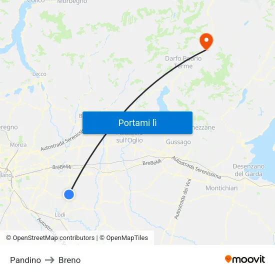 Pandino to Breno map