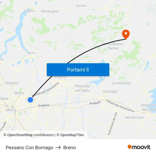 Pessano Con Bornago to Breno map