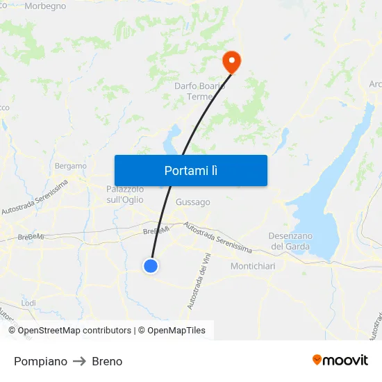 Pompiano to Breno map