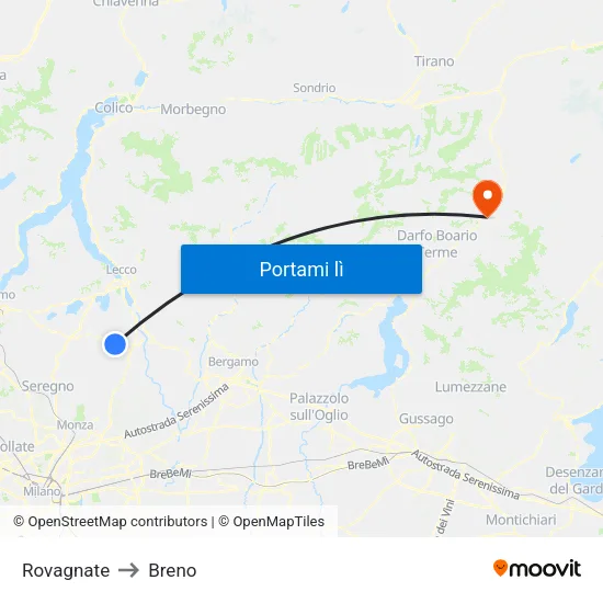 Rovagnate to Breno map