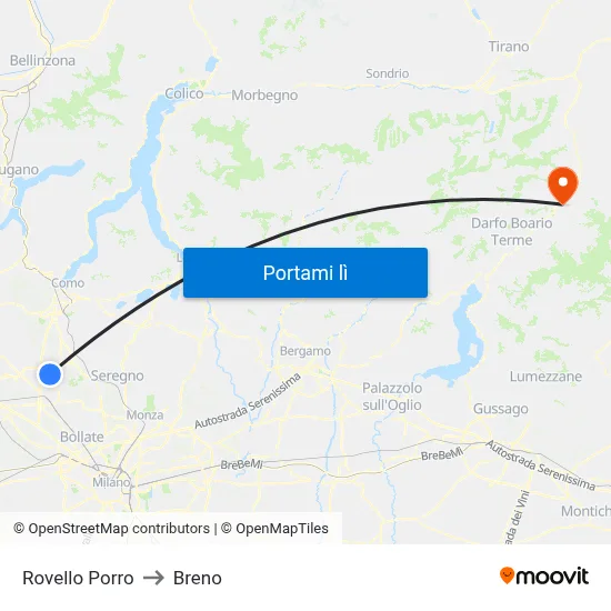 Rovello Porro to Breno map