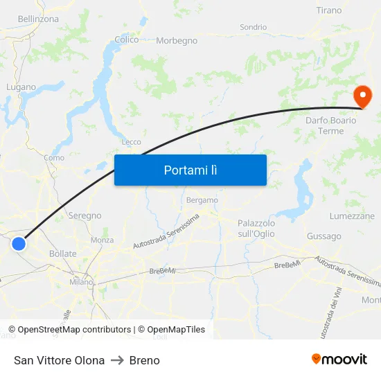 San Vittore Olona to Breno map