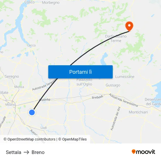 Settala to Breno map