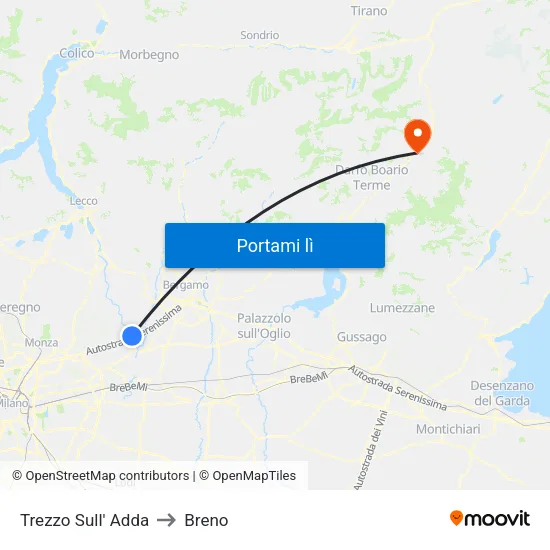 Trezzo Sull' Adda to Breno map
