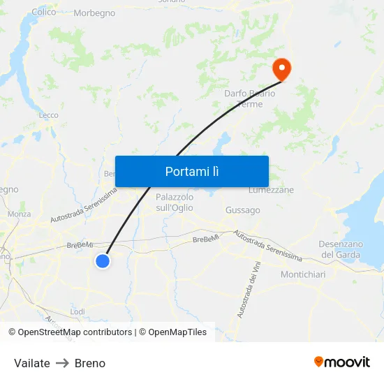 Vailate to Breno map