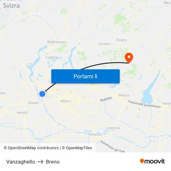 Vanzaghello to Breno map