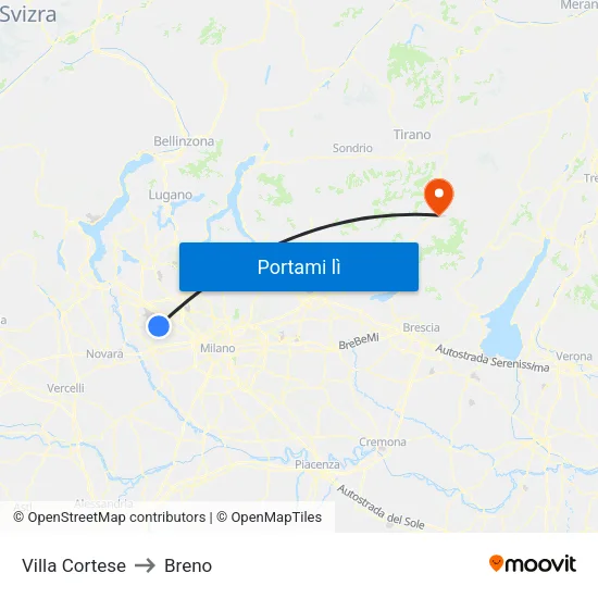 Villa Cortese to Breno map
