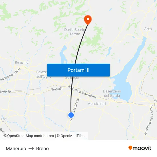 Manerbio to Breno map