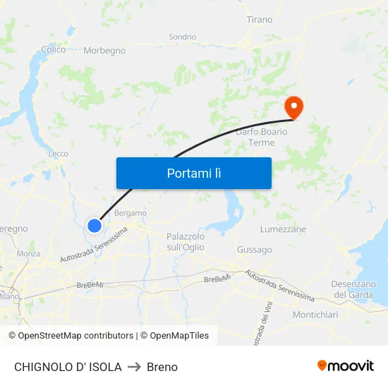 CHIGNOLO D' ISOLA to Breno map