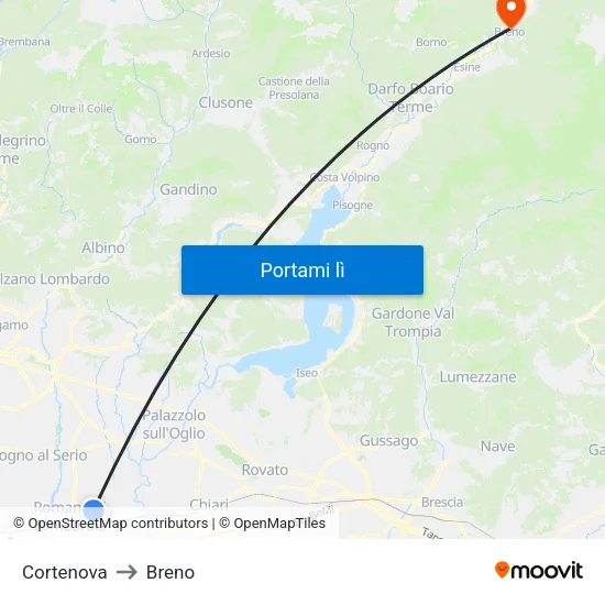 Cortenova to Breno map