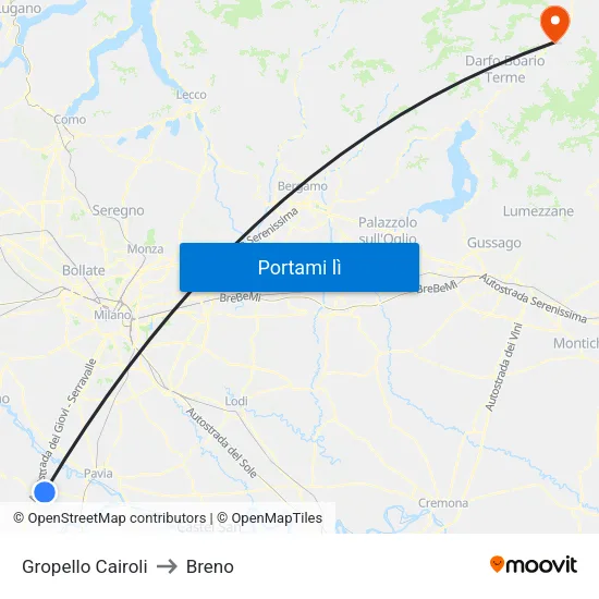 Gropello Cairoli to Breno map