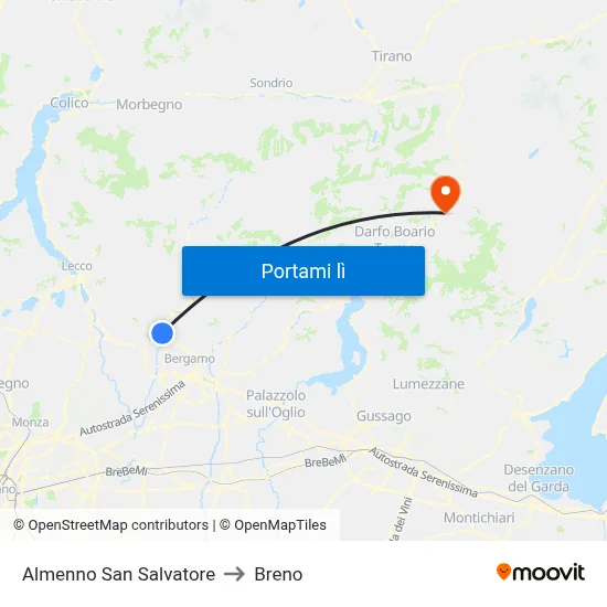 Almenno San Salvatore to Breno map