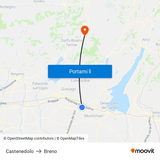 Castenedolo to Breno map