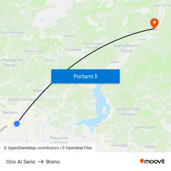 Orio Al Serio to Breno map