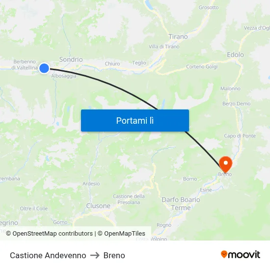 Castione Andevenno to Breno map