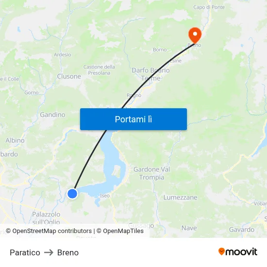 Paratico to Breno map