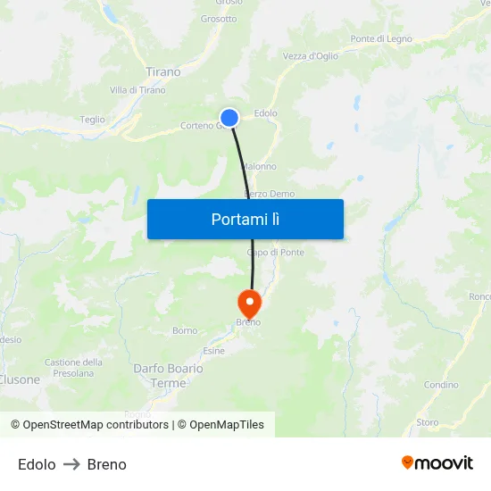 Edolo to Breno map