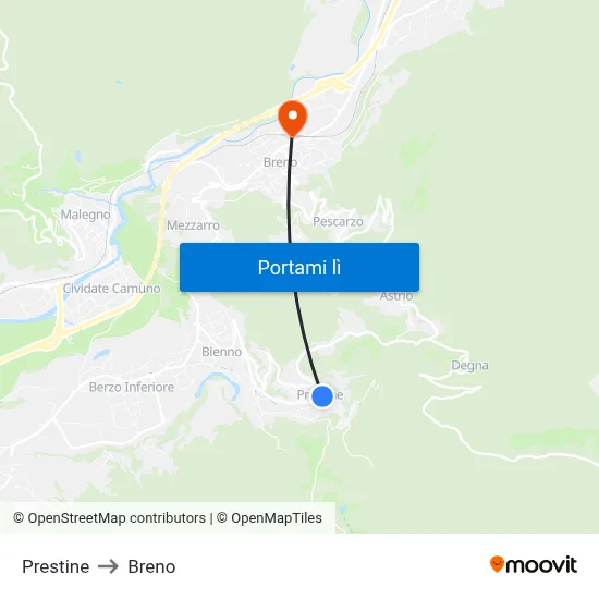 Prestine to Breno map