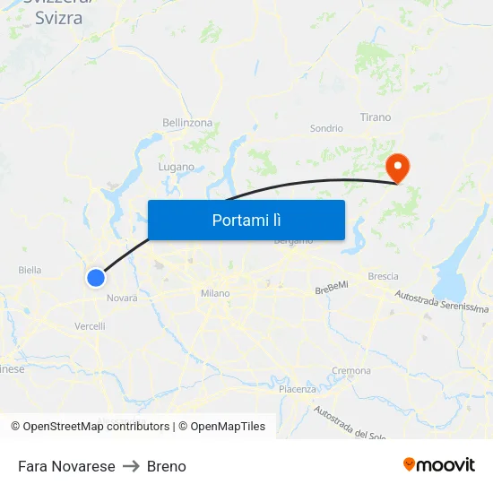 Fara Novarese to Breno map