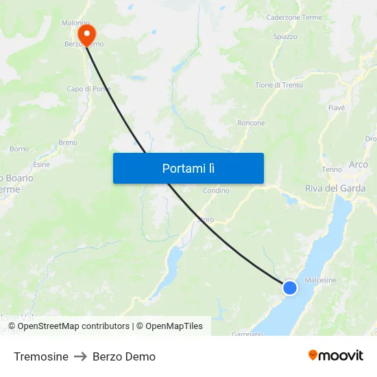 Tremosine to Berzo Demo map