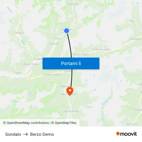 Sondalo to Berzo Demo map