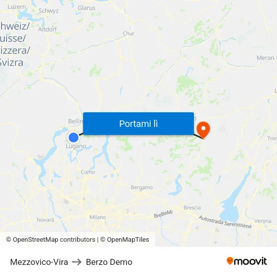 Mezzovico-Vira to Berzo Demo map