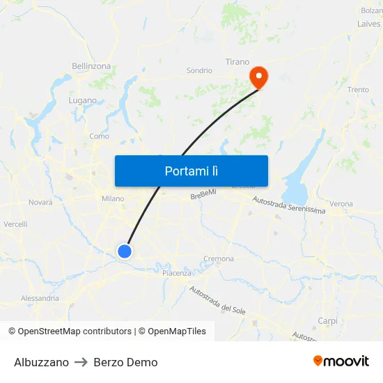 Albuzzano to Berzo Demo map