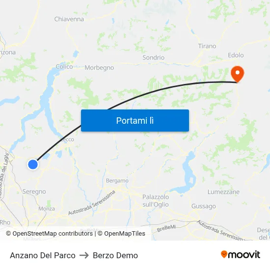 Anzano Del Parco to Berzo Demo map