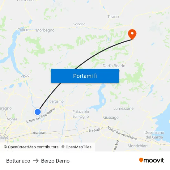 Bottanuco to Berzo Demo map