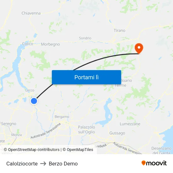 Calolziocorte to Berzo Demo map