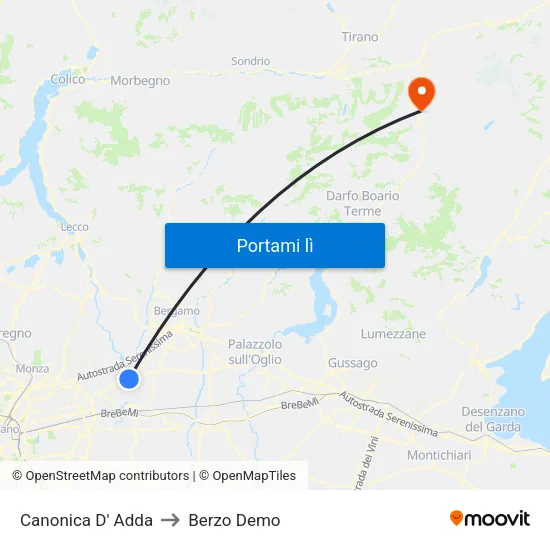 Canonica D' Adda to Berzo Demo map