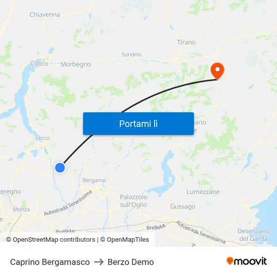 Caprino Bergamasco to Berzo Demo map