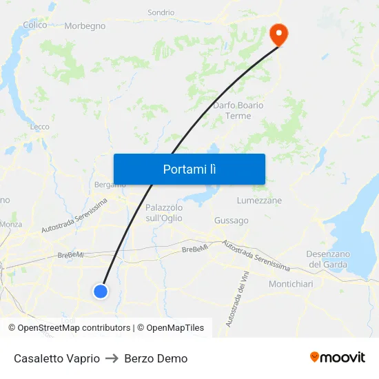 Casaletto Vaprio to Berzo Demo map