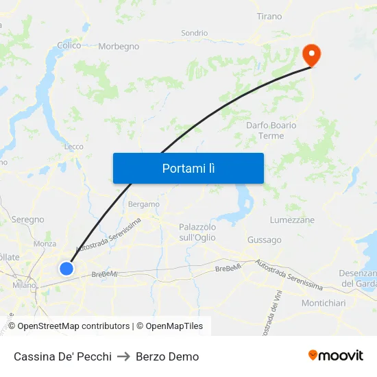 Cassina De' Pecchi to Berzo Demo map