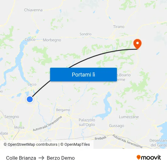 Colle Brianza to Berzo Demo map