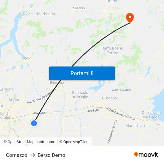Comazzo to Berzo Demo map