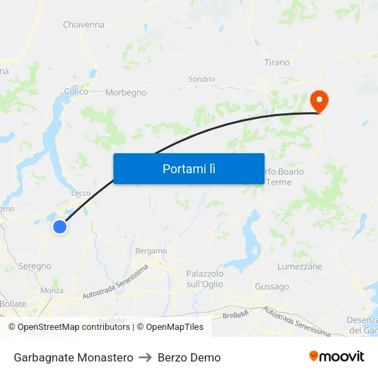 Garbagnate Monastero to Berzo Demo map