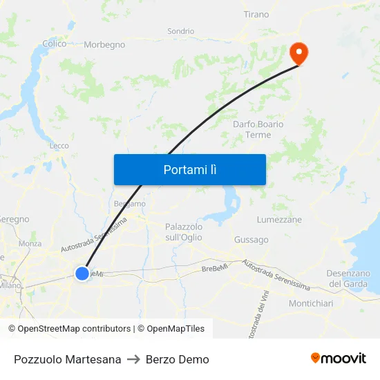 Pozzuolo Martesana to Berzo Demo map